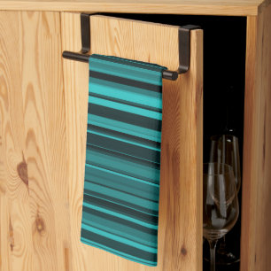 Teal Black Stripes Tea Towel