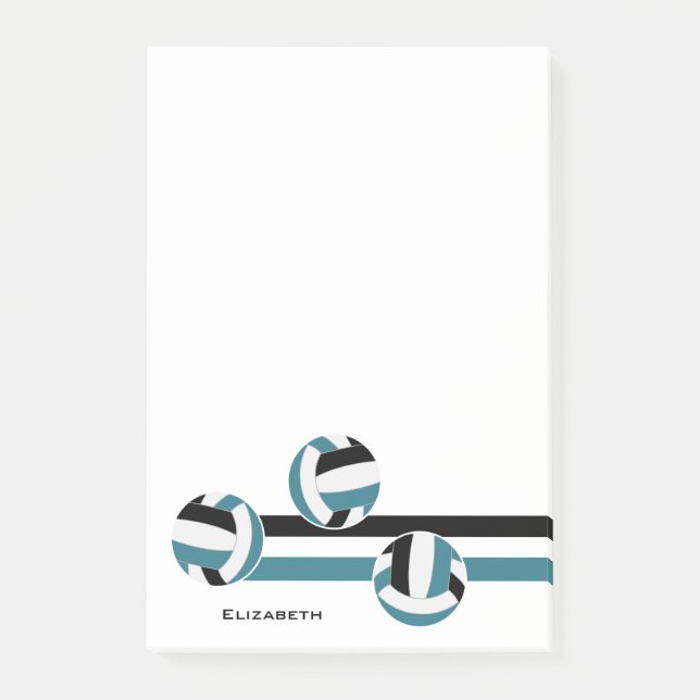 teal black stripes volleyball team colours post-it notes (Front)