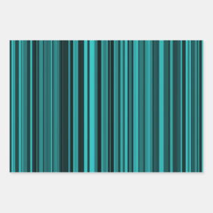 Teal Black Stripes Wrapping Paper Sheet