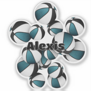 teal black team colours basketballs player name