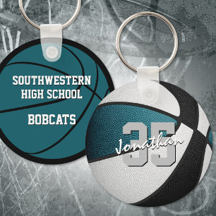 teal black team colours boys girls basketball key ring