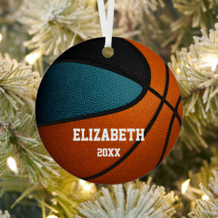 teal black team colours girls boys basketball metal tree decoration