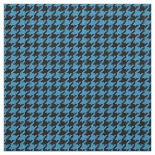 Teal Black Textured Houndstooth Geometric Pattern Fabric