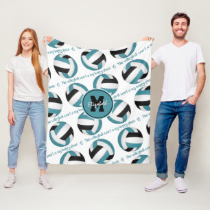 teal black The volleyball court is my happy place Fleece Blanket