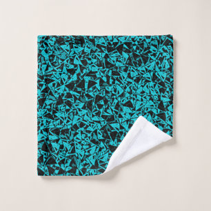Teal Black Triangle Pattern Wash Cloth