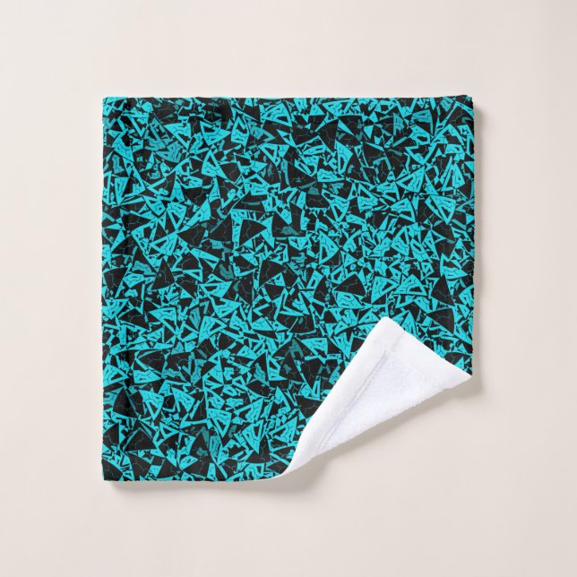 Teal Black Triangle Pattern Wash Cloth (Wash Cloth)