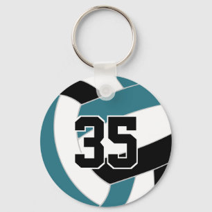Teal black volleyball team colours key ring