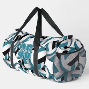 teal black volleyball team colours pattern duffle bag