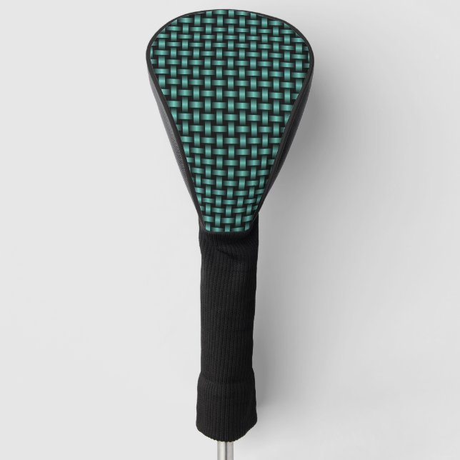 Teal Black Weave Pattern Golf Head Cover (Front)