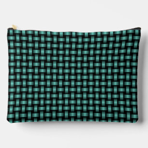 Teal Black Weave Pattern Large Accessory Pouch
