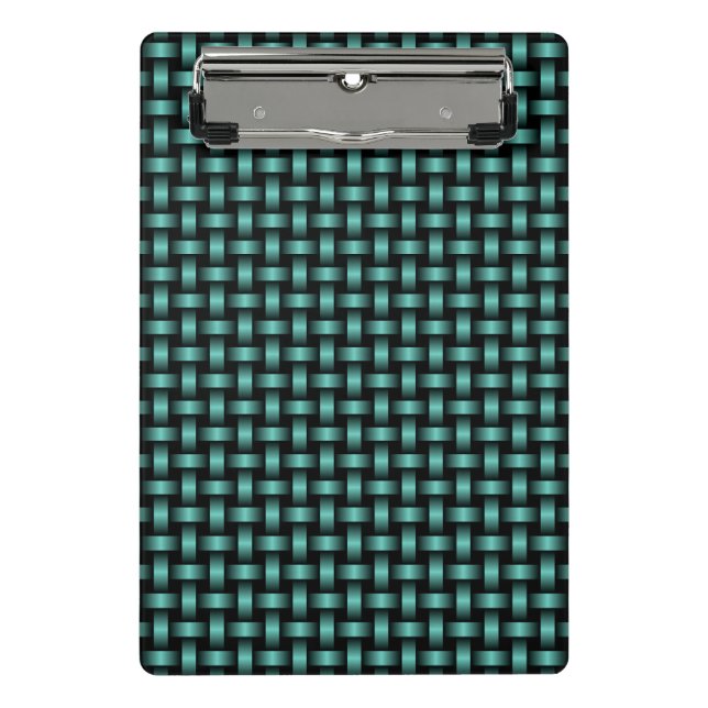 Teal Black Weave Pattern Mini Clipboard (Front)