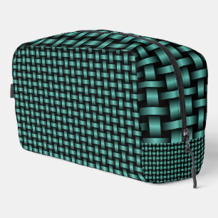 Teal Black Weave Pattern Toiletry Bag
