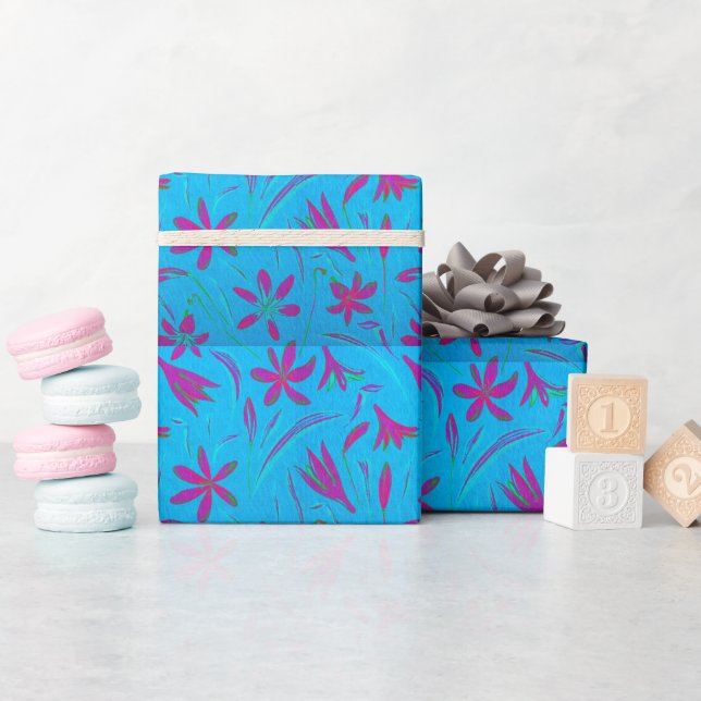 Teal Bloom Breeze Wrapping Paper (Baby Shower)