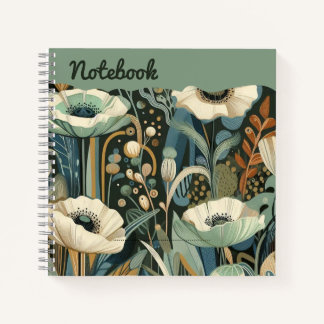 Teal Bloom – Dreamscape of Poppies & Mist Notebook