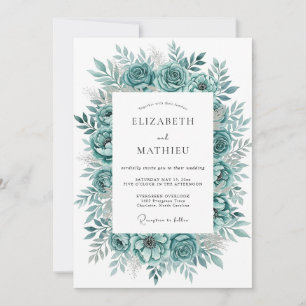 Teal Bloom Flourish Wedding Invitation