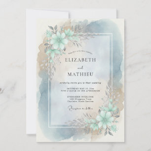 Teal Bloom Wedding Invitation
