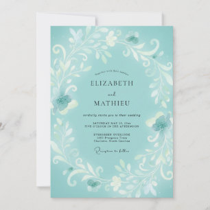 Teal Blossom Arch Flourish Wedding Invitation