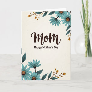 Teal Blossom Mum Day Wish Card