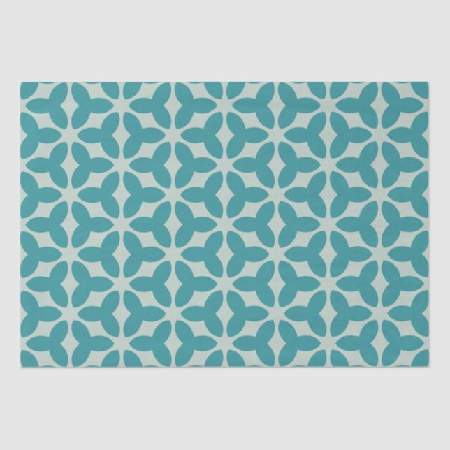 Teal Blossom Symmetry Pastel Tissue Paper (Front)