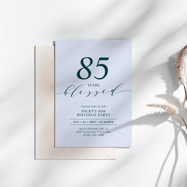 Teal & Blue | 80 Years Loved 80th Birthday Party Invitation (Creator Uploaded)