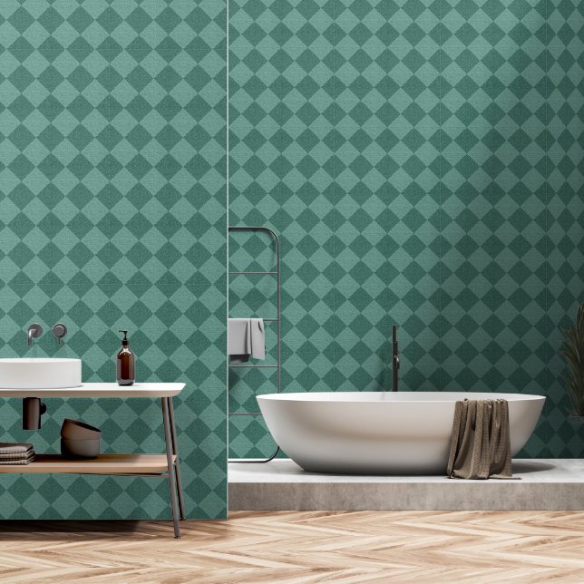 TEAL BLUE ABSTRACT MODERN WALLPAPER  (Bathroom)