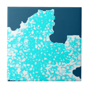 Teal Blue Abstract Ocean Sea Artsy Patterns Custom Tile