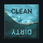 Teal Blue Agate Clean Dirty Dishwasher Magnet<br><div class="desc">This trendy teal blue and gold agate dishwasher magnet lets the whole house know if the dishes are clean or dirty while also decorating your kitchen with a fabulous design. The abstract geode pattern has dark and light sides, with a thin vein of gold glitter between. The light aqua blue...</div>
