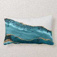 Teal Blue Agate Stone Gold Foil look