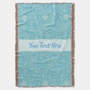 Teal Blue and Aqua Watercolor Art Personalized Throw Blanket