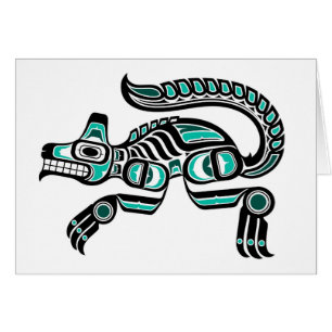 Teal Blue and Black Haida Spirit Wolf