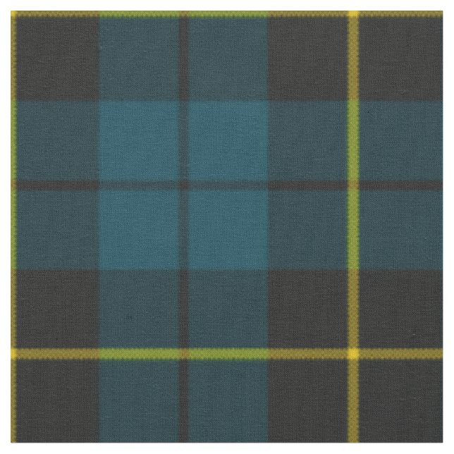 Teal blue and black plaid fabric (Close Up)
