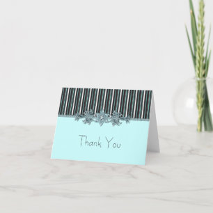 Teal Blue and Black Thank You Cards