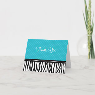 Teal Blue and Black Zebra Polka Dot Thank You