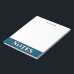 Teal Blue and Blush Notes Personalized Notepad<br><div class="desc">A lovely,  simple typography design of the word Notes filled in with a pretty blush pink and teal blue texture pattern,  personalized with your name.</div>