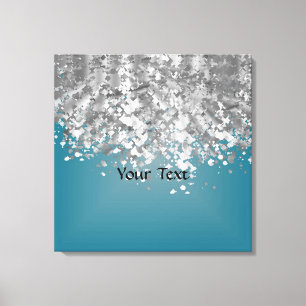 Teal blue and faux glitter canvas print