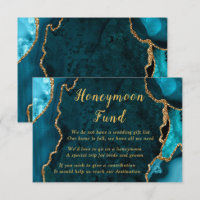 Teal Blue and Gold Agate Wedding Honeymoon Fund