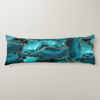 Teal Blue and Gold Glitter Agate
