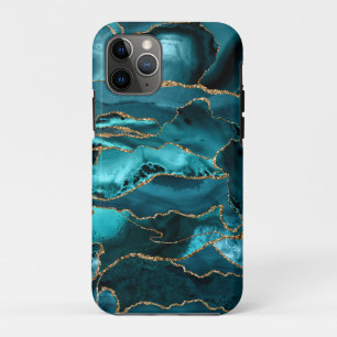 Teal Blue and Gold Glitter Agate Case-Mate iPhone Case