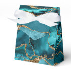 Teal Blue and Gold Glitter Agate