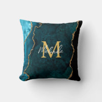 Teal Blue and Gold Marble Agate