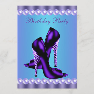 Teal Blue and Purple Birthday Party Invitation