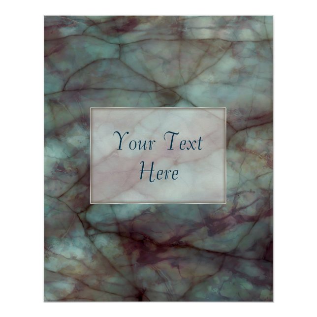 Teal Blue and Purple Fluorite Marble Poster (Front)