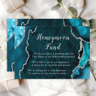 Teal Blue and Silver Agate Honeymoon Fund Enclosure Card