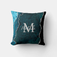 Teal Blue and Silver Marble Agate