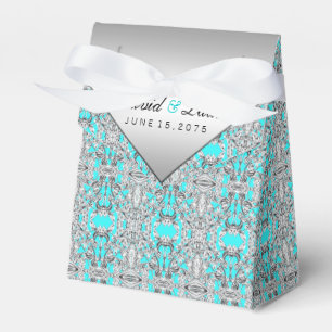 Teal Blue and Silver Wedding Favour Box