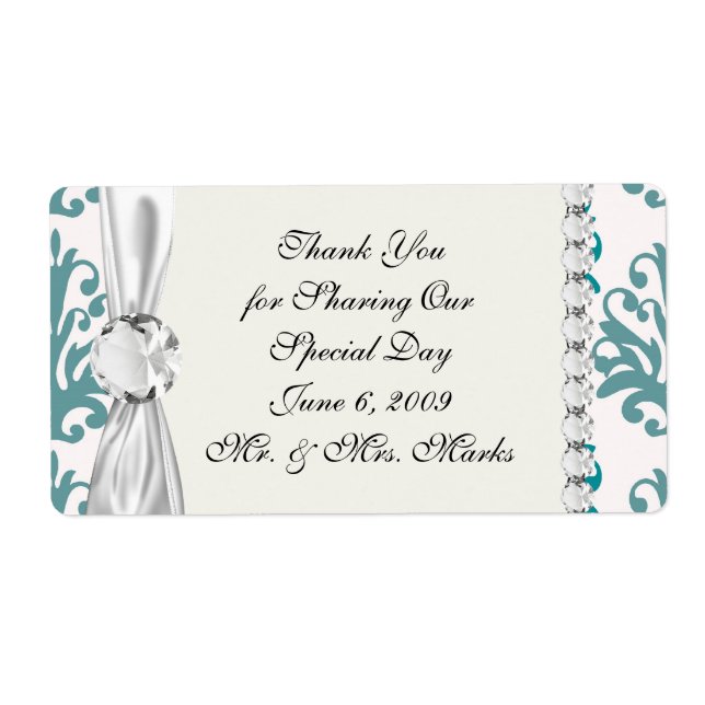 teal blue and slate blue damask on white (Front)