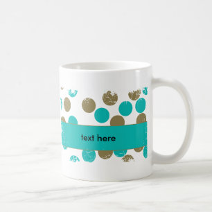 Teal Blue and Tan Dots Distressed Border Mug