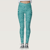 Teal Blue and White Maze African Mud Cloth