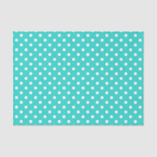 Teal Blue and White Polka Dots Pattern Tissue Paper
