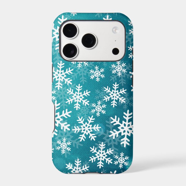 Teal Blue and White Snowflakes (Back)